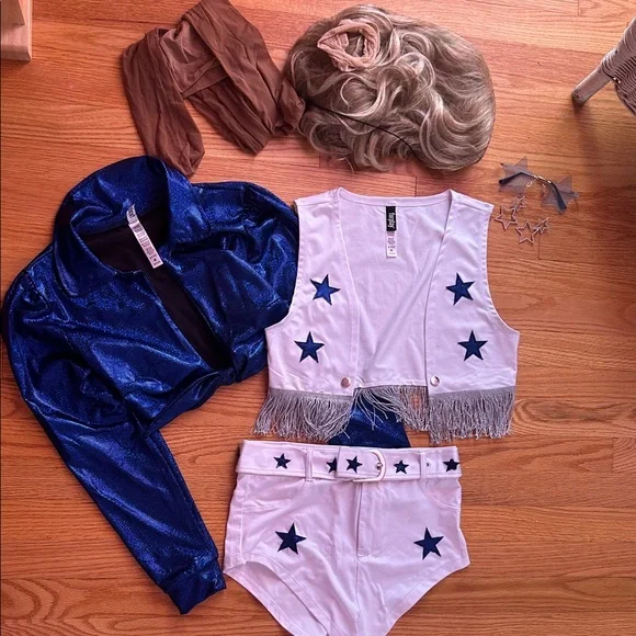 Blue and White DCC Cheerleader Costume Dallas Cowboy - everything you need!!!! - Picture 3 of 9